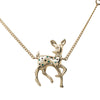 Chanel CC Gold Plated Faux Pearl and Strass Deer Pendant Necklace Secondhand