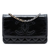 Chanel CC Quilted Shiny Aged Calfskin Wallet On Chain Secondhand