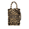Dior Mizza Mini Embroidered Canvas Leopard Vertical Book Tote Secondhand