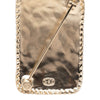 Chanel CC Gold Plated Crystal Logo Crown Plate Brooch Secondhand
