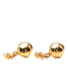 Chanel CC Gold Plated Round Drop Push Back Earrings Secondhand