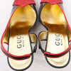 Secondhand Gucci Slingback Leather Strap Pumps in Black x Red 740058, Size 37.5 EU