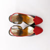 Secondhand Gucci Slingback Leather Strap Pumps in Black x Red 740058, Size 37.5 EU