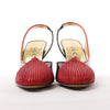 Secondhand Gucci Slingback Leather Strap Pumps in Black x Red 740058, Size 37.5 EU