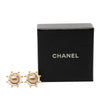 Chanel CC Gold Plated Faux Pearl and Strass Ships Wheel Push Back Earrings Secondhand