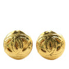Secondhand Chanel CC Gold Plated Round Clip on Earrings