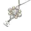 Chanel CC Silver Plated Crystal Cluster Pendant Necklace Secondhand