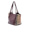 Burberry Small Leather and House Check Canvas Canterbury Tote Secondhand