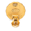 Chanel CC Gold Plated Sunburst Round Clip On Earrings Secondhand