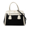 Prada Bicolor Saffiano Cuir Trimmed Canvas Satchel Secondhand