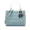 Secondhand Dior Medium Denim Cannage Acrylic Handles Lady Dior