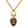 Secondhand Chanel CC Gold Plated Wood Pendant Necklace