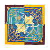 Hermès Carré 140 "Eperon d'Or" Silk handkerchief in Blue x Brown Secondhand