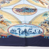 Secondhand Hermès Carré 90 "CAVALIERS PEULS" Silk handkerchief in Navy Blue