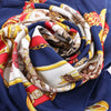 Secondhand Hermès Carré 90 "CHEVAUX DE TRAIT" Silk handkerchief in Navy Blue