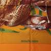 Hermès Carré 90 "GIBIERS" Silk handkerchief in Orange Secondhand