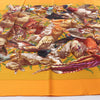 Hermès Carré 90 "GIBIERS" Silk handkerchief in Orange Secondhand