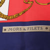Hermès Carré 90 "MORS&FILETS" Silk handkerchief in Red x Navy Blue Secondhand