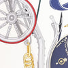 Hermès Carré 90 "STATELY WHEELS" Silk handkerchief in Ecru x Blue Secondhand