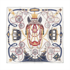 Hermès Carré 90 "STATELY WHEELS" Silk handkerchief in Ecru x Blue Secondhand