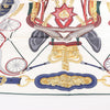 Hermès Carré 90 "STATELY WHEELS" Silk handkerchief in Ecru x Blue Secondhand