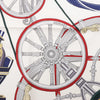 Hermès Carré 90 "STATELY WHEELS" Silk handkerchief in Ecru x Blue Secondhand
