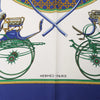 Hermès Carré 90 "LES VOITURES A TRANSFORMATION" Silk handkerchief in Blue Secondhand