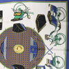 Hermès Carré 90 "LES VOITURES A TRANSFORMATION" Silk handkerchief in Blue Secondhand