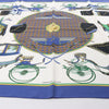 Hermès Carré 90 "LES VOITURES A TRANSFORMATION" Silk handkerchief in Blue Secondhand