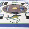 Hermès Carré 90 "LES VOITURES A TRANSFORMATION" Silk handkerchief in Blue Secondhand