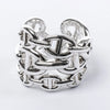 Hermes Chaîne d'Ancre Enchaînée Silver Ring, Size 54 EU Secondhand