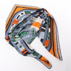Hermès Carré 100 "ROBOCABAR" Cashmere and Silk Scarf in Blue x Orange Secondhand