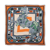 Hermès Carré 100 "ROBOCABAR" Cashmere and Silk Scarf in Blue x Orange Secondhand