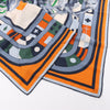 Hermès Carré 100 "ROBOCABAR" Cashmere and Silk Scarf in Blue x Orange Secondhand
