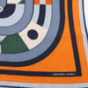 Hermès Carré 100 "ROBOCABAR" Cashmere and Silk Scarf in Blue x Orange Secondhand