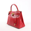 HERMÈS Kelly 28 Le Tournay Box Leather 2Way Handbag in Rouge ○U:1991 Secondhand