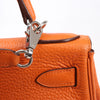 HERMÈS Kelly 28 Le Tournay Taurillon Clemence Handbag in Orange Silver Metal Fittings □H: 2004 Secondhand
