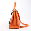 HERMÈS Kelly 28 Le Tournay Taurillon Clemence Handbag in Orange Silver Metal Fittings □H: 2004 Secondhand