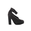 HERMES Leather & Suede Strap Heels in Black, Size 38 EU Secondhand