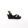 Secondhand HERMES Leather & Suede Wedge Sole Sandals in Black, Size 37 EU