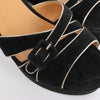 Secondhand HERMES Leather & Suede Wedge Sole Sandals in Black, Size 37 EU