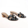 HERMES OASIS Leather Sandals in Black, Size 36.5 EU Secondhand