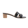 HERMES OASIS Leather Sandals in Black, Size 37.5 EU Secondhand