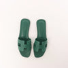 HERMES Oran Epsom Leather Sandals in Vert Cactus Green, Size 39 EU Secondhand