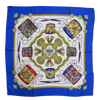 Hermès Carré 90 "LES TAMBOURS" 100% Silk Scarf in Blue Secondhand