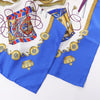 Hermès Carré 90 "LES TAMBOURS" 100% Silk Scarf in Blue Secondhand