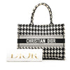 Dior Medium Canvas Houndstooth Embroidered Book Tote Secondhand