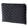 Saint Laurent Grain De Poudre Chevron Monogram Bill Pouch Secondhand