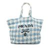 Secondhand Prada Large Raffia Effect Crochet Embroidered Logo Tote
