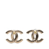 Chanel CC Gold Plated Strass Faux Pearl Push Back Earrings Secondhand